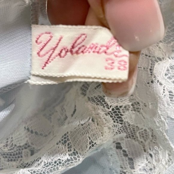 Yolande Womens Vintage 1940 Slip Dress Negligee Blue Lace Romantic Full Length L - Picture 10 of 12